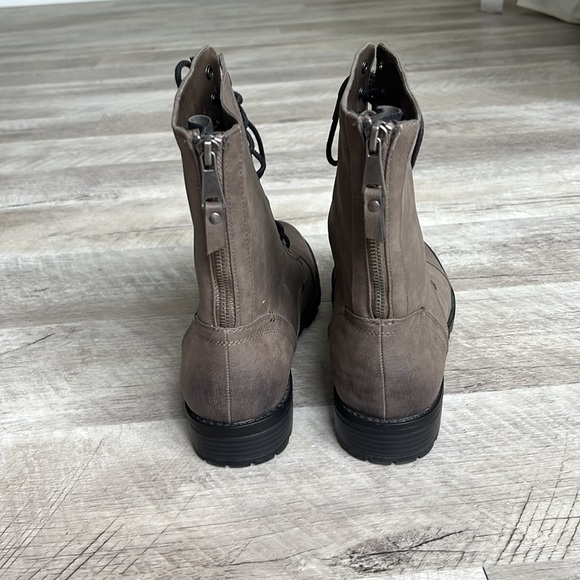 Lace Up Combat Boot with Zipper Grey/Olive green - Picture 3 of 8